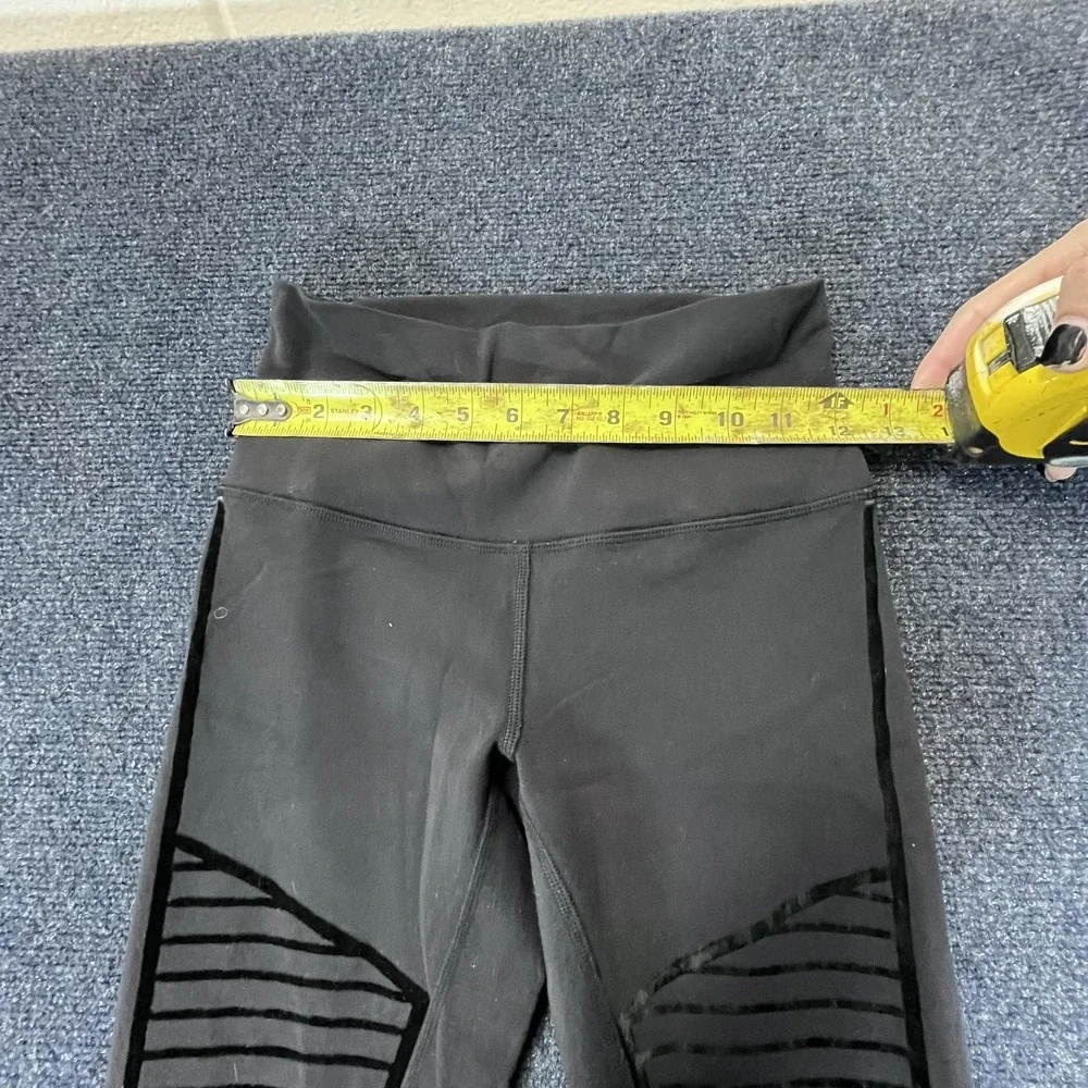 Alo Yoga Leggings Womens Small Black High Rise‎ Velvet Moto Panel Athletic Gym